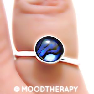 🐚 999 fine sterling silver abalone shell ring
